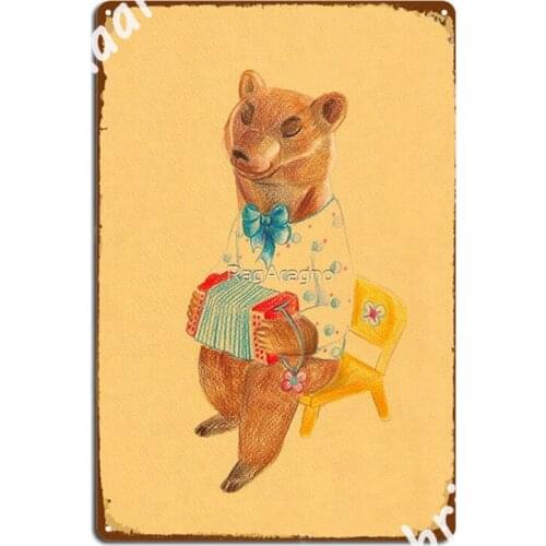 Bear With Charming Harmony Metal Signs Club Club Bar Classic Poster Metal Posters