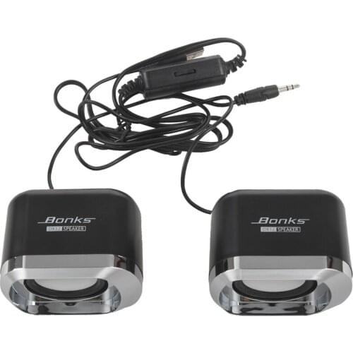 USB 2.0 Notebook Speakers Wired Stereo Mini Computer Speaker for Desktop Laptop Notebook PC MP3 MP4 3.5mm AUX IN black