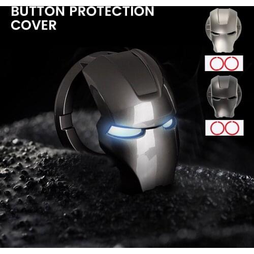 Car Interior Modification Iron Man One-key Start Button Protection Cover Sticker Ignition Device Switch Metal Decoration Sticker