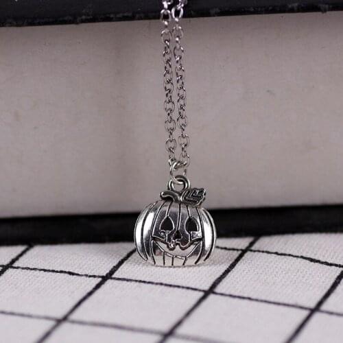 Fashion Simple Funny Pumpkin Necklace Silver Plated Halloween Grimace Necklace for Women Party Necklace Punk Jewelry Gifts