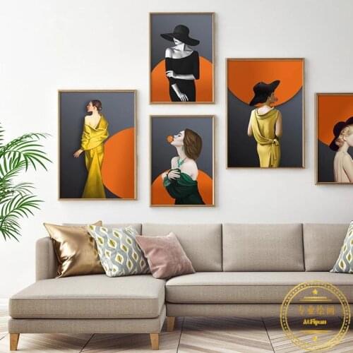 Bubble Fashion Woman Poster Hat Lady Wall Art Picture Canvas Print Painting Nordic for Girls Room Living Room Home Decoration
