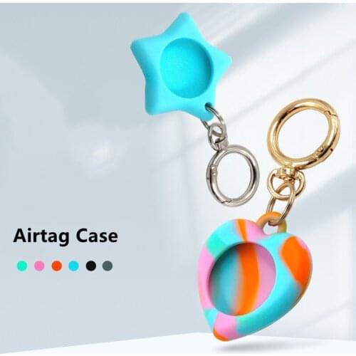 Fashion Rainbow Soft Silicone Protective Case For Apple Airtag Pet Collar Anti-lost GPS Tracker Locator Device Cover Accessories
