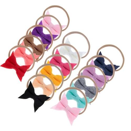 Nishine Felt Bow Nylon Baby Girls Headband Cute Newborn Hair Bows Headwear Photography Props Fashion Hair Accessories Gifts Set