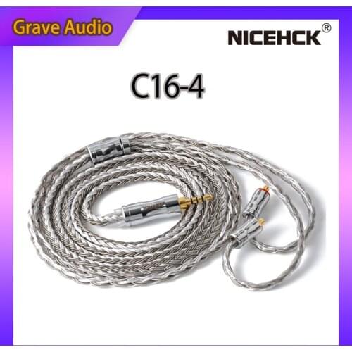 NiceHCK C16-4 16 Core Silver Plated Cable 3.5/2.5/4.4mm Plug MMCX/2Pin/NX7/QDC Connector For TRNV90 KZZSX TFZ QDC NX7/DB3 BL-03
