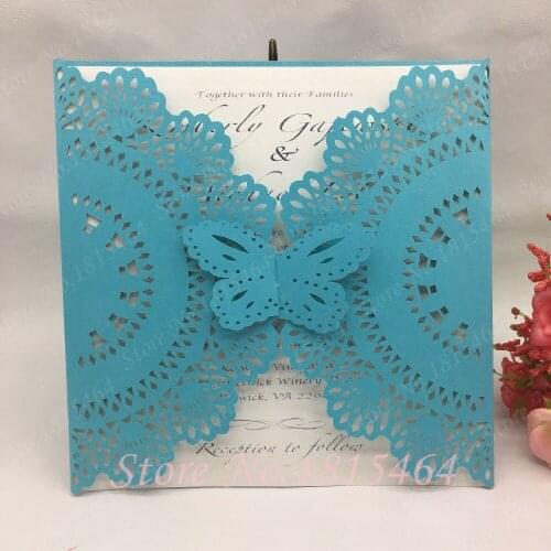 50pcs New Laser Cutting Butterfly Invitation Card Wedding Greeting Card Customized For Party Decoration Supplies
