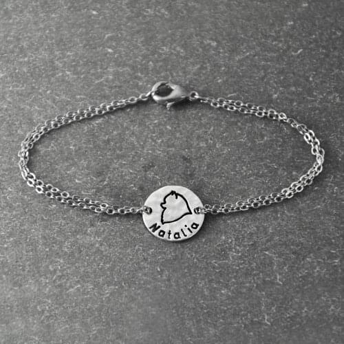 Personalized Dog Bracelet ,alloy Dog Pendant, Personalized Pets name, Pomeranian bracelet, Dog Lover Gift