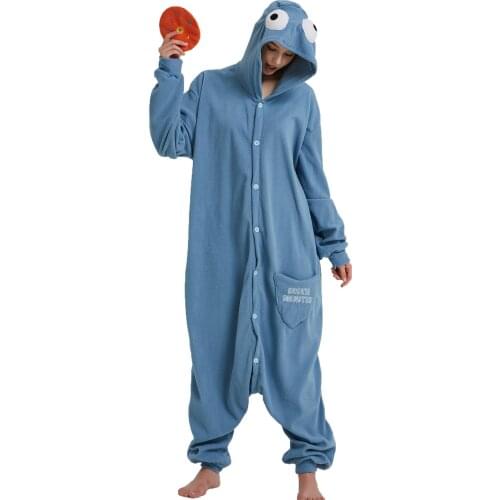 Cookie Monster Onesies For Adults Cartoon Onesies New Women Men Pajamas Animal Cosplay One Piece Sleepwear Boys Girls Jumpsuit