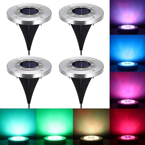Pop 8 LED Outdoor Solar Garden Lights Waterproof In-Ground Light Solar Lamp Lighting for Pathway Yard Lawn Deck RGB Led Lighting