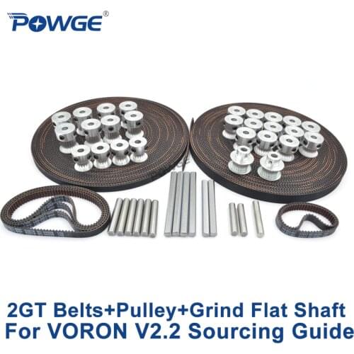 POWGE VORON V2.2 Set MOTION PARTS GT2 LL-2GT RF Open Timing Belt 2GT 16T 20T pulley GATES 110-2GT/188-2GT closed loop Shaft