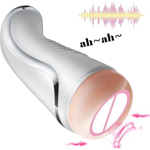 Vagina Real Pussy Aircraft Cup Endurance Exercise Male Masturbator Cup 7 Speeds Vibrator Interactive Sex Voice Sex Toys For Men