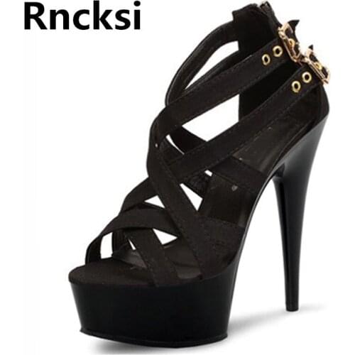 Rncksi New Summer 15cm Women Pole Dance Sandals Party Shoes Night Club Party Sandals 15cm High Heels Platform Dance Shoes