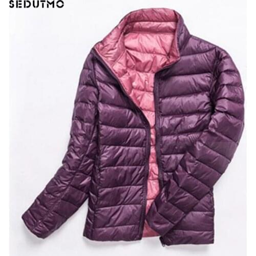 SEDUTMO Winter Plus Size 3XL Womens Down Coat Ultra Light Duck Down Jacket Autumn Slim Short Puffer Jacket ED322