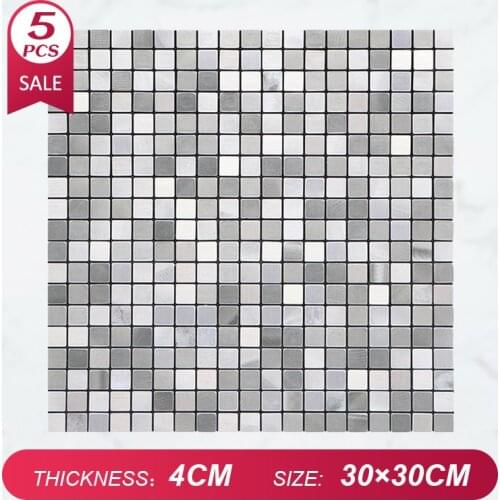 1/5PCS Self-adhesive Metal Mosaic Wall Stickers Home Decor Wallpaper Panel for Kitchen Bathroom Bedroom Living Room Waterproof