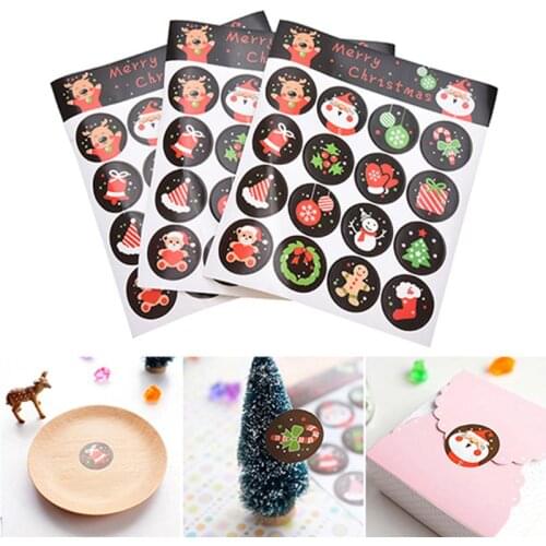 160pcs/lot Merry Christmas Santa Deer Snowman Decorative round self-adhesive sealing stickers Gift Stationery Baking Sticker