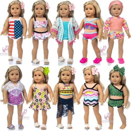 18" girl doll bikini beach dress 43cm new born baby doll swim clothes toys wear