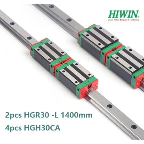2pcs 100% Original New Hiwin HGR30 -L 1400mm linear guide/rail + 4pcs HGH30CA linear narrow blocks for CNC router