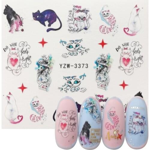 2020 New Designs Lovely Water Transfer Nails Art Sticker Cat Patterns Nail Wraps Sticker Watermark Fingernails Decals