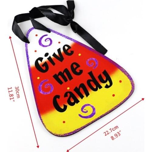 27RE Halloween Wood Hanging Sign Wall Window Pendant Trick or Treat Wooden Sign Haunted House Yard Home Party Decoration