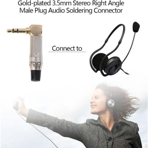 3.5mm L-Type Stereo Jack Plug Audio Converter Adapter Right Angle 90 Degree Male Audio MP3 Headphone Soldering Connector Access