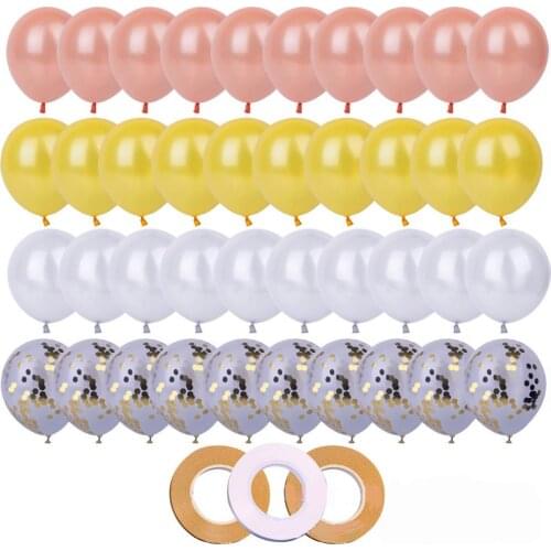 43pcs/lot Birthday Party Decorations Rose Gold Latex Confetti Sequins Balloons Decor Wedding Baby Shower Party Supplies DGU08