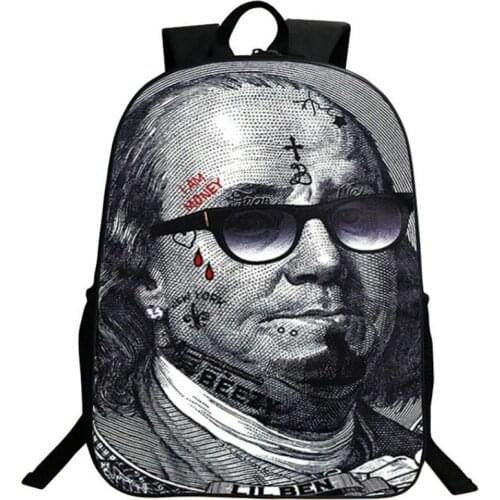 Benjamin Franklin backpack Money print daypack Great schoolbag Rich rucksack Satchel school bag Photo day pack