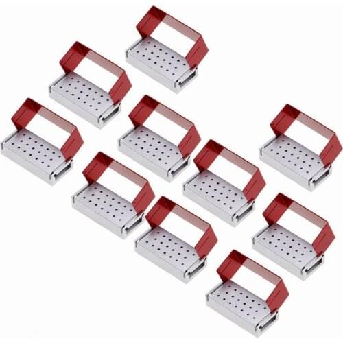 Free shipping 10 Dental High Speed Handpiece Burs Holder Block Disinfection Box 20Hole