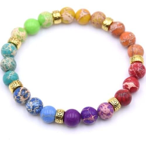 8 mm Colorful Natural Stone Emperor Stone Beads Bracelet Solar Series Mens Aura Buddha Prayer Natural Stone Yoga Bracelet Gifts
