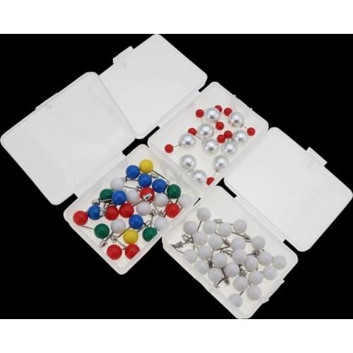 Color Big Head Bead Needle Globe Needle Garment Positioning Pin Boxed Stainless Steel Ball Needle with Base