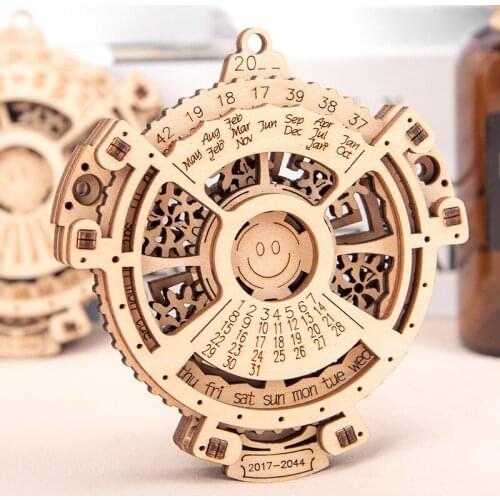 Wooden Mechanical Calendar Gear Rotation Assembly Model Creative Nordic Tabletop Decorations Gift DIY Toys Home Decore
