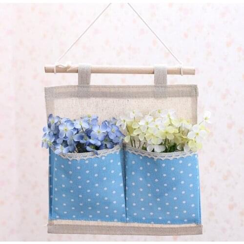F100 multilayered wall hanging behind the door Polka Dot Cotton Storage Bag