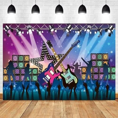 Guitar Light Birthday Party Customize Prom Theme Photography Show Backdrops Photographic Decoration Background For Photo Studio