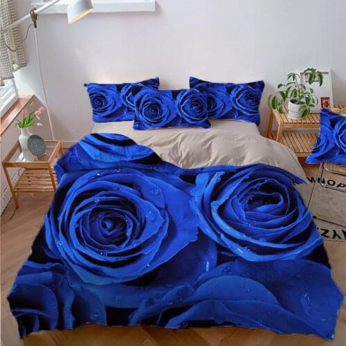 Hot Bedding Set Luxury 3D Red Rose Polyester Bed Cover Duvet Cover Pillowcase Home Textile King Twin Queen Full Size Quilt Cover