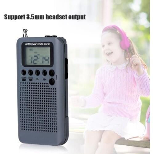 HRD-104 Pocket AM FM Radio with 40mm Driver Speaker Musical 1.3 inch LCD Digital Display Enjoyable Instrument Supplies