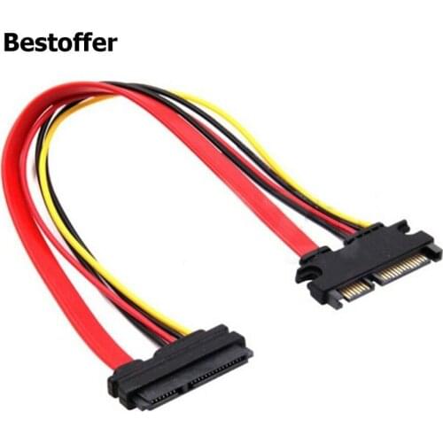Power Connected Computer Accessories Copper Lead SATA 7+15 Pin 22Pin Extension Cable 30cm/50cm
