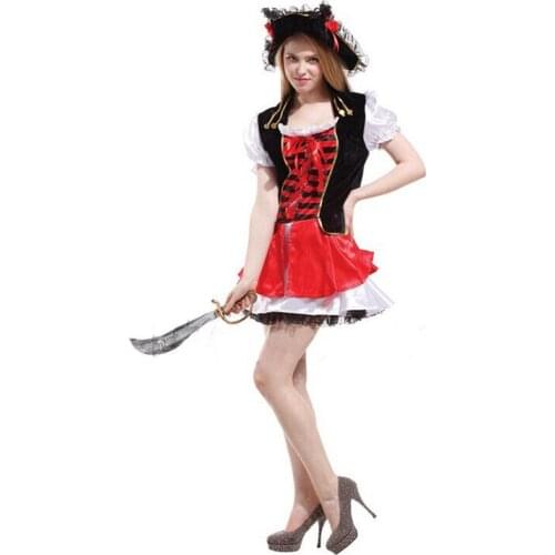The carnival party dress Red and black countess luxuriant pirate costumes, costume party, HALLOWEEN