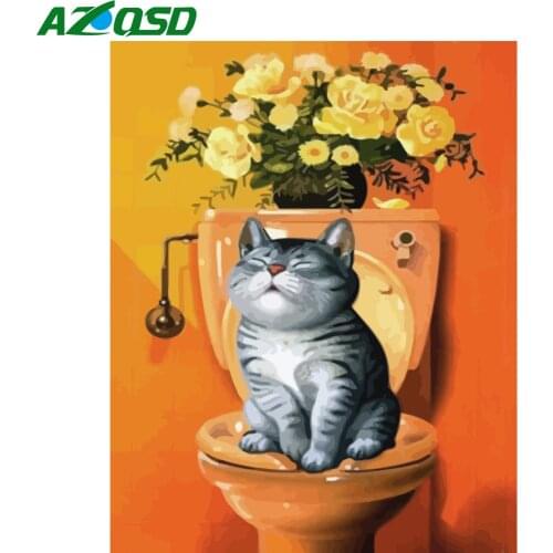 AZQSD Painting By Numbers Cat HandPainted Diy Gift Oil Painting By Numbers Cartoon Home Wall Art Canvas Painting Art
