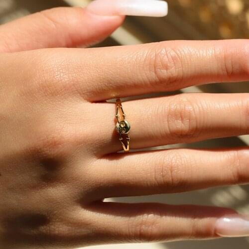 New Ins Geometric Personality Skull Ring Simple Punk Gothic Metal Bone Ring For Women Men Fashion Jewelry Gift