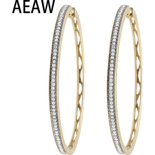 Round Brilliant 10K White and Yellow Gold Moissanite Drop Earrings 44MM Diameter with 4ctw 120pcs 2MM Moissanite for Women