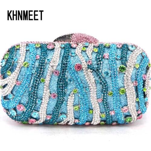LaiSC studded striped shape rhinestones crystal evening clutch bags women party bags wedding sparkly banquet purse handbag SC142