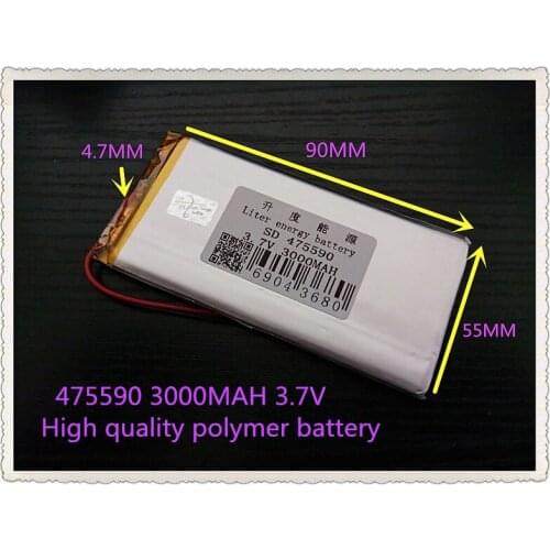 Best battery brand Free shipping 3.7 v lithium polymer battery 3000 mah 475590 mobile power supply tablet 7 'tablet