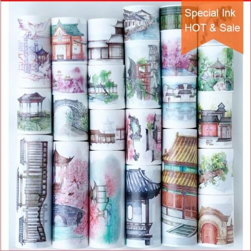 Free shipping,Special ink washi tape,69872,DIY craft masking tape,Scrapbook Diary gift ,Many Coupons & Chinese building patterns