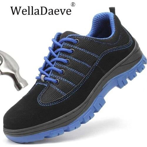 Mens Steel Toe Cap Safety Shoes Outdoor Breathable Sneaker Construction Protective Footwear Anti-smashing Work Boots For Men
