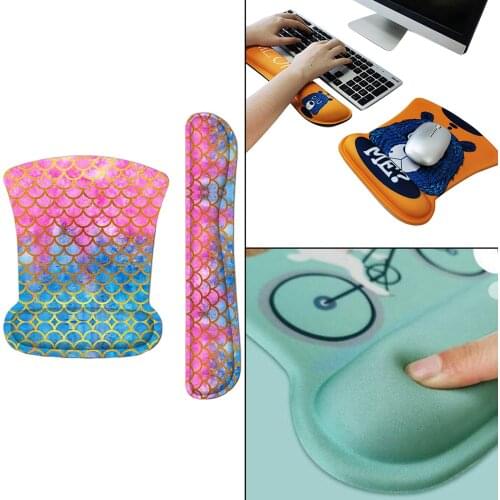 Padded Soft Mouse Wrist Rest Support & Keyboard Wrist Rest Pad Rubber Base for PC Gaming Office Lightweight 1 Set