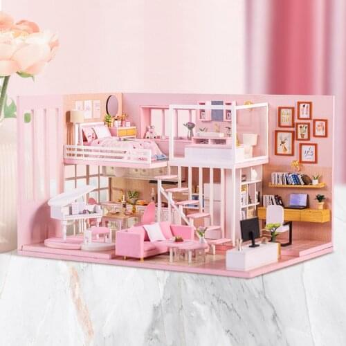 DIY Doll House Kit Dream Girl Heart Doll House Furniture Miniatures Boneca Lol House Toys for Children Happy Family Toys Gifts