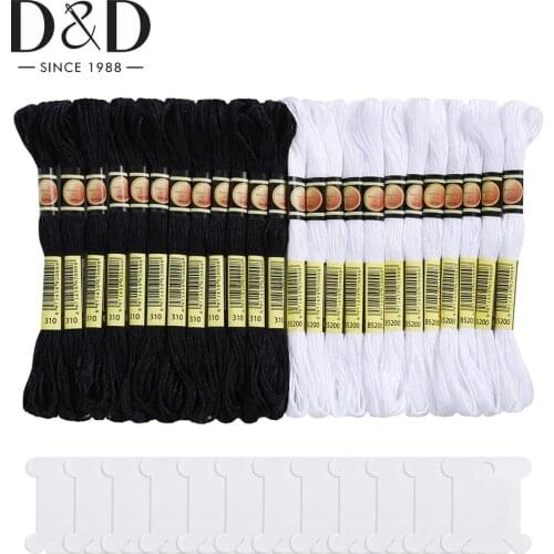 24Pcs Cross Stitch Embroidery Thread Cotton Floss Kit With 30pcs Plastic Thread Bobbin Cross Stitch Storage Holder Sewing Tools