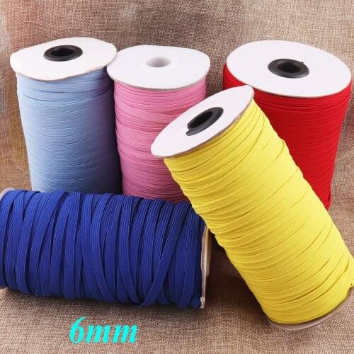 6 mm-1/4"Nylon Flat Elastic Cord Band,Stretch Elastic Rope,elastic for sewing soft elastic tape,yellow/red/pink/blue/dark blue