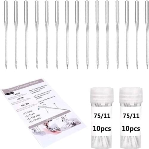 Nonvor 20pcs Universal Sewing Machine Needles Regular Point Needles Assorted Home Quilting Tools For Singer Brother