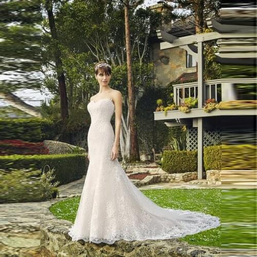 Latest Vintage Mermaid Lace Open Back Bride Wedding Dresses Sweetheart Appliqued Bridal Gowns Court Train White Wholesale