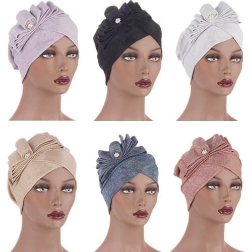 New Women Bowknot Hijab Cap Chemo Hat Headwear Arab Muslim Turban Headscarf Headwrap Bandanas for Wedding Party Hair Accessories