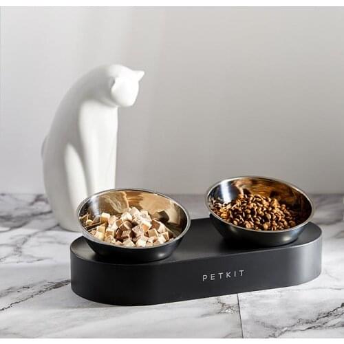 15Degree Adjustable Pet Cat Bowl Stand Anti-Slip Cat Dish Tilted Slows Feeder Single OrDouble Bowl Cat Stainless Steel Feed Bowl